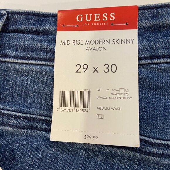 Guess Mid Rise Modern Skinny Avalon Jeans 29x30 Medium Wash Repreve Recycle - Picture 5 of 16